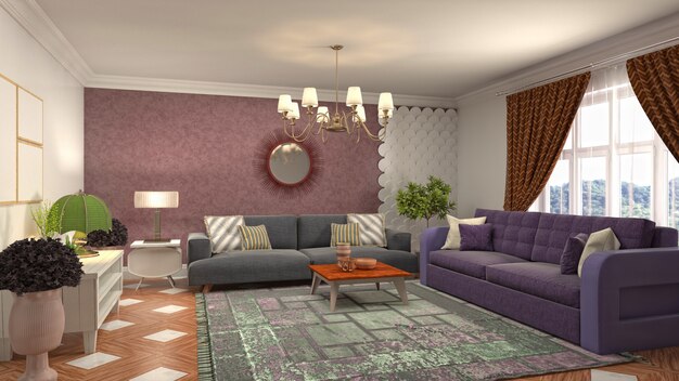 Illustration of the living room interior