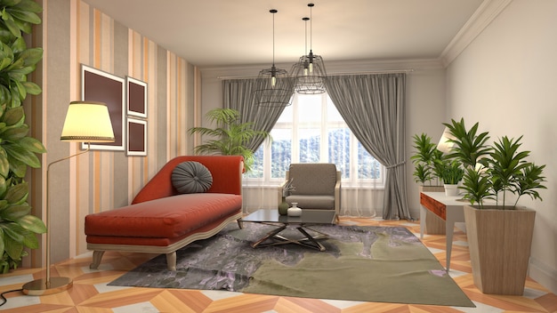 Illustration of the living room interior