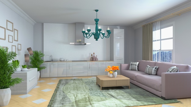 Illustration of the living room interior