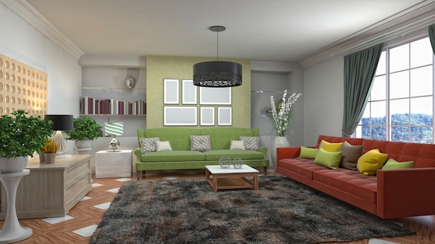 Illustration of the living room interior