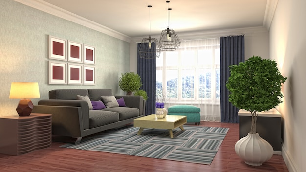 Illustration of the living room interior