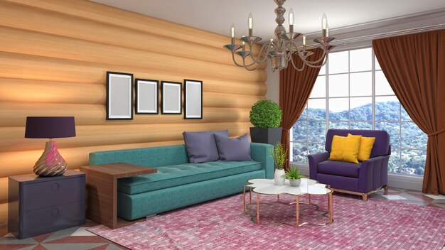 Illustration of the living room interior