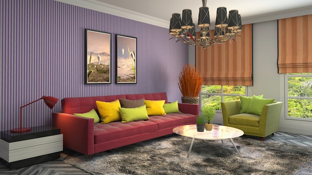 Illustration of the living room interior