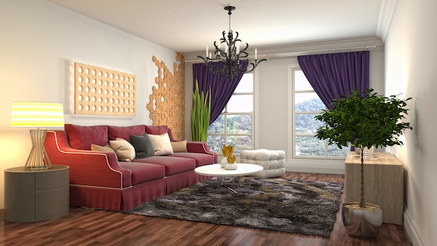 Illustration of the living room interior