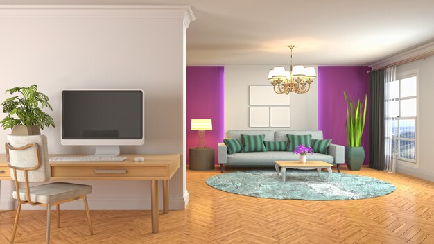 Illustration of the living room interior