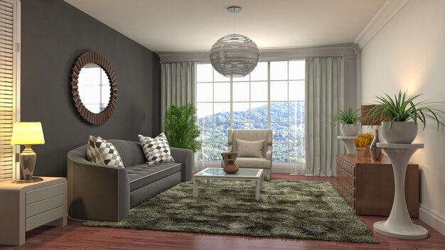 Illustration of the living room interior