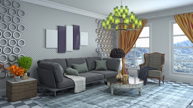 Illustration of the living room interior