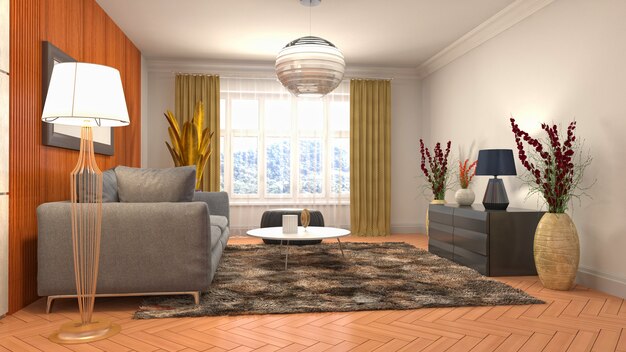 Illustration of the living room interior