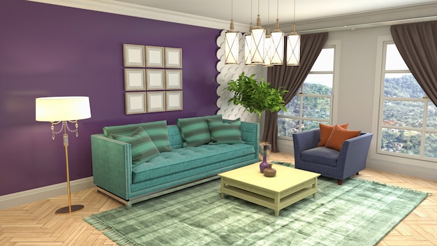 Illustration of the living room interior