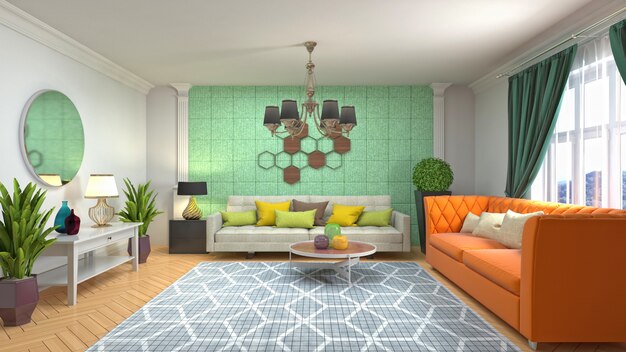 Illustration of the living room interior