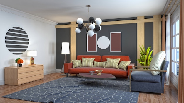 Illustration of the living room interior