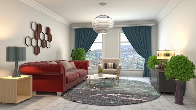 Illustration of the living room interior