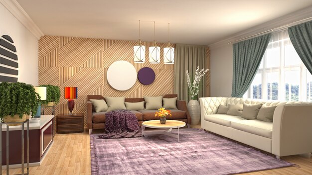 Illustration of the living room interior