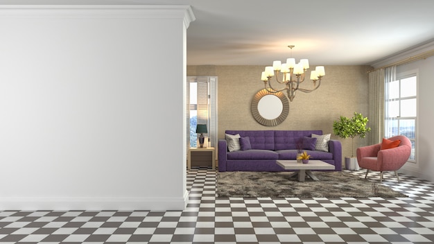 Illustration of the living room interior