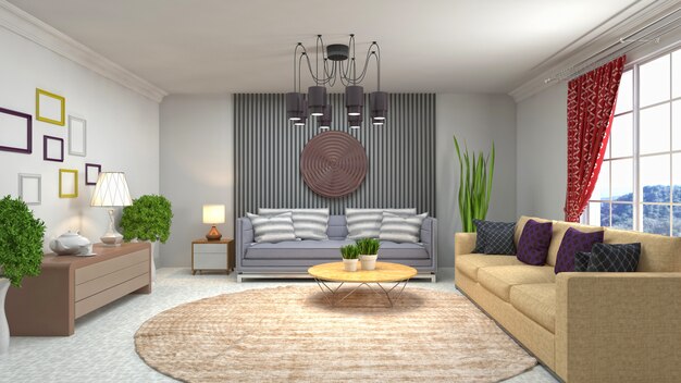 Illustration of the living room interior