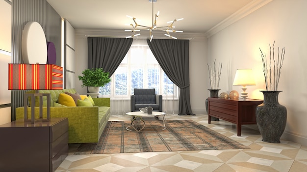 Illustration of the living room interior