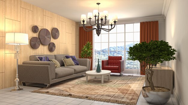 Illustration of the living room interior