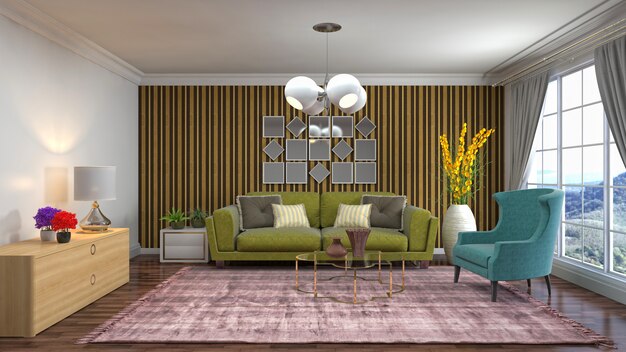 Illustration of the living room interior