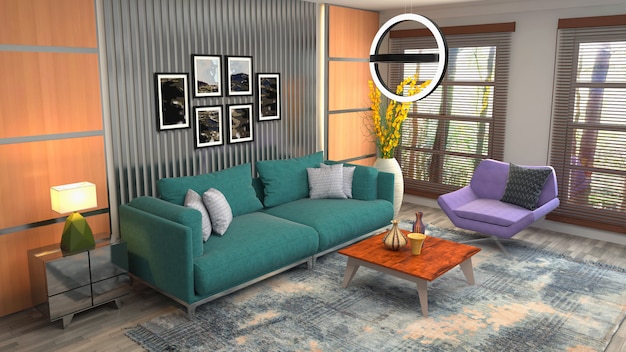 Illustration of the living room interior