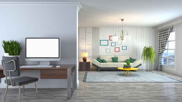 Illustration of the living room interior