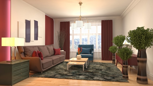 Illustration of the living room interior