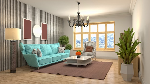 Illustration of the living room interior