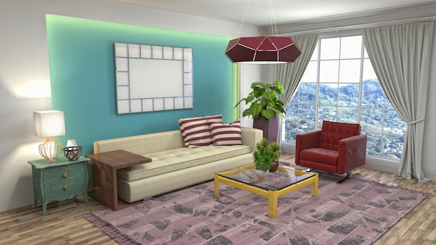 Illustration of the living room interior