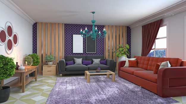 Illustration of the living room interior