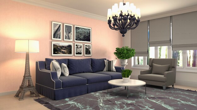 Illustration of the living room interior