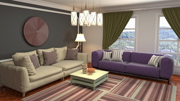 Illustration of the living room interior