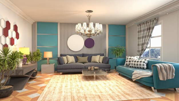 Illustration of the living room interior