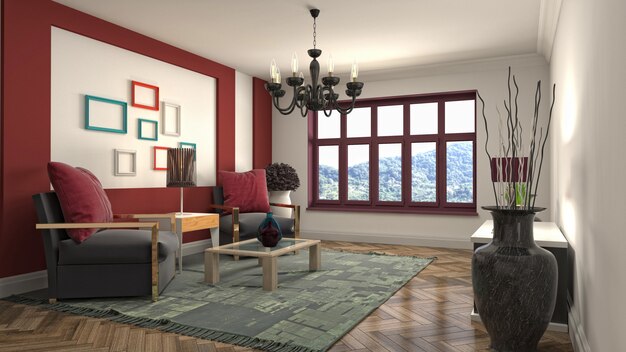 Illustration of the living room interior