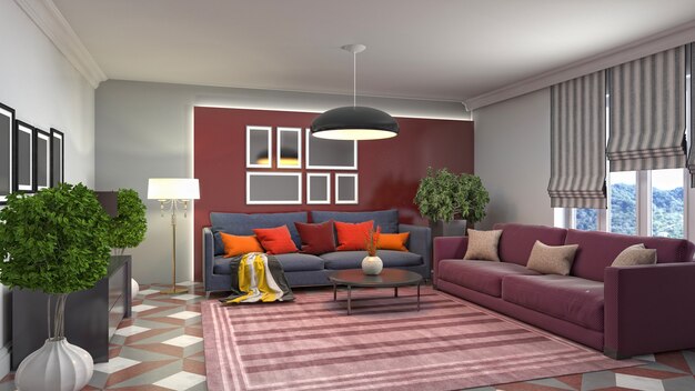 Illustration of the living room interior