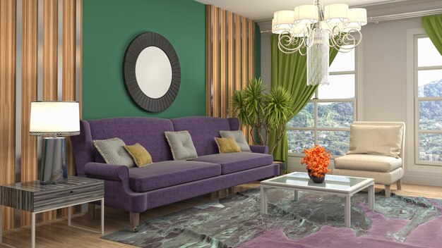 Illustration of the living room interior