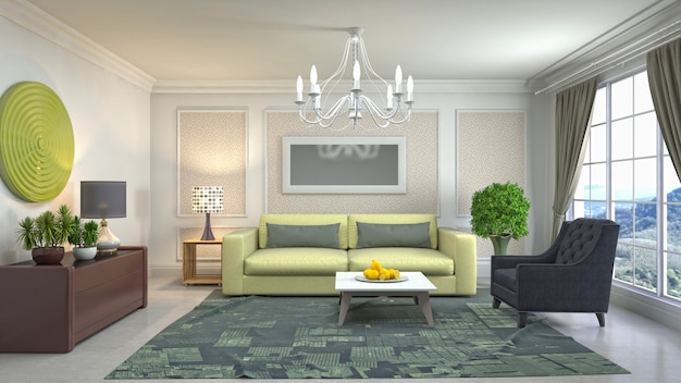 Illustration of the living room interior