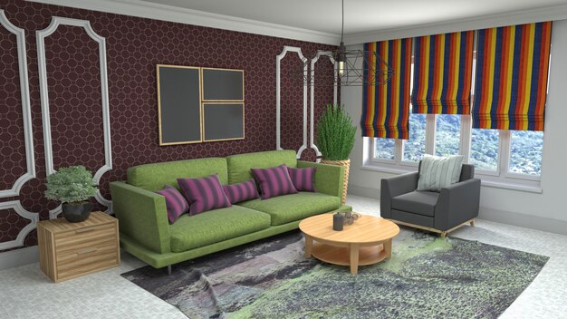 Illustration of the living room interior