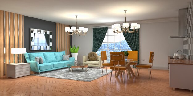 Illustration of the living room interior