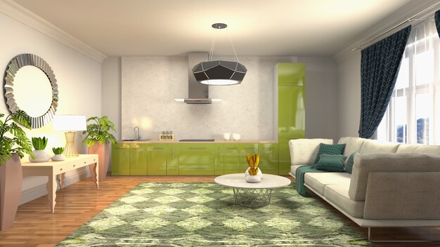 Illustration of the living room interior