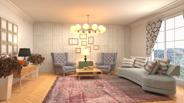 Illustration of the living room interior