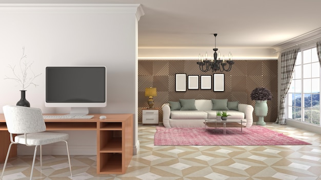 Illustration of the living room interior