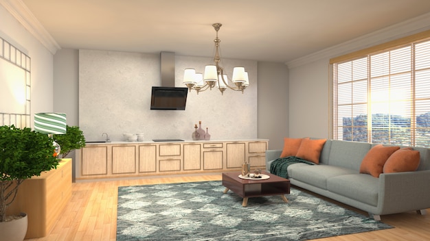 Illustration of the living room interior