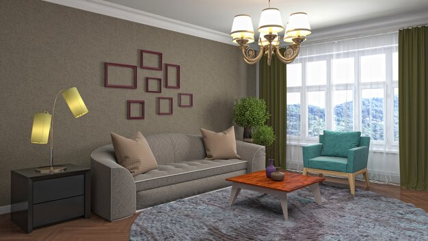 Illustration of the living room interior