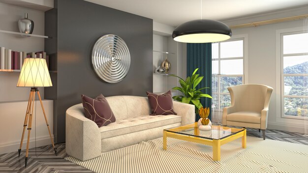 Illustration of the living room interior