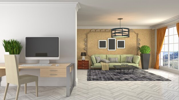 Illustration of the living room interior