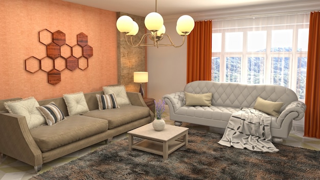 Illustration of the living room interior