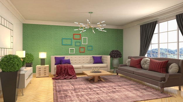 Illustration of the living room interior