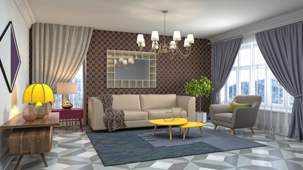 Illustration of the living room interior