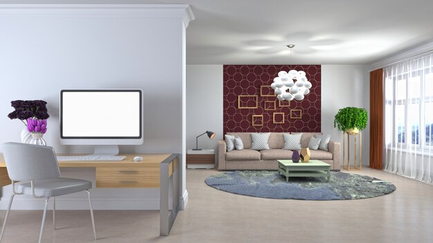 Illustration of the living room interior