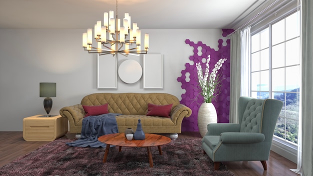 Illustration of the living room interior