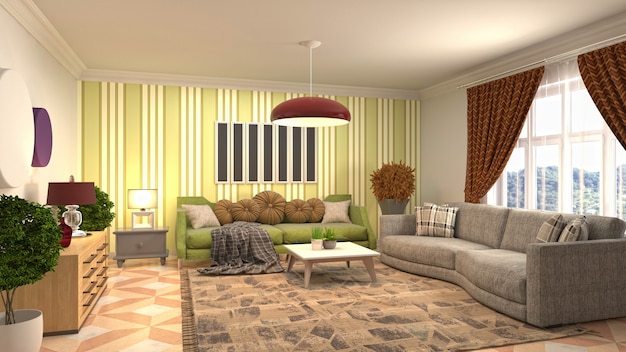 Illustration of the living room interior